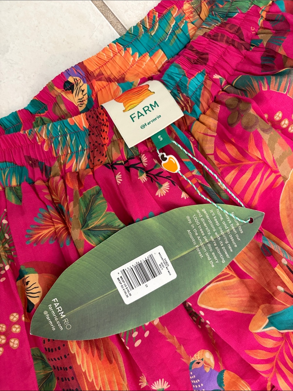 FARM Rio Vibrant Tropical Tiered Maxi Skirt - Fuchsia & Blue - Picture 3 of 6